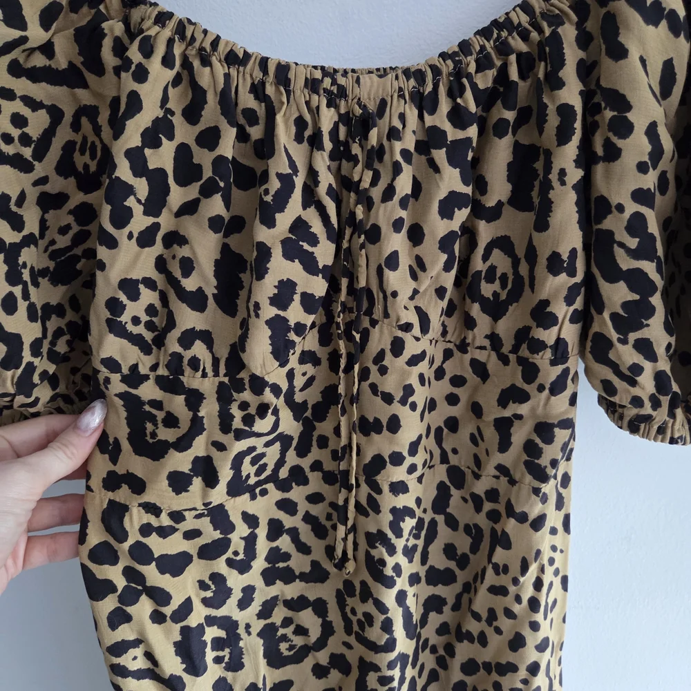 Faithfull the Brand Leopard-Print Puff Sleeve Mini Dress - Picture 2 of 6